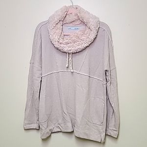 Maurices Light Pink Faux Fur Cowl Neck Sweatshirt